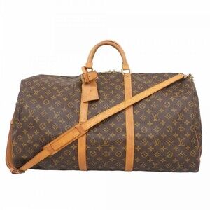 Louis Vuitton Monogram Keepall Bandouliere Boston Bag Brown